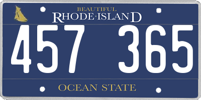 RI license plate 457365