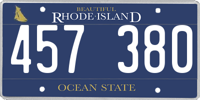 RI license plate 457380