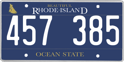 RI license plate 457385