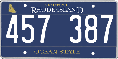 RI license plate 457387