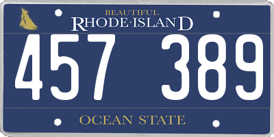 RI license plate 457389