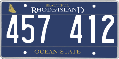 RI license plate 457412