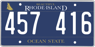 RI license plate 457416