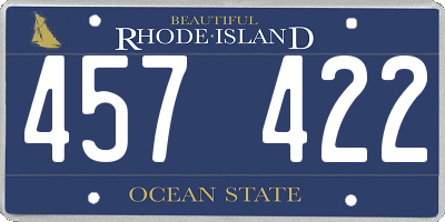 RI license plate 457422