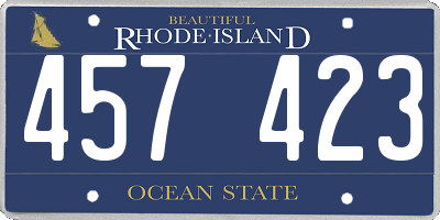 RI license plate 457423