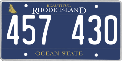 RI license plate 457430