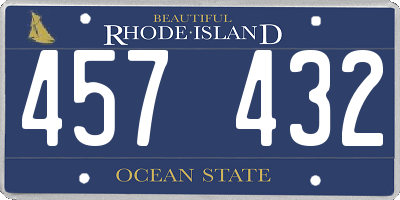 RI license plate 457432