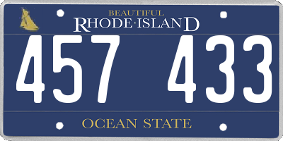 RI license plate 457433
