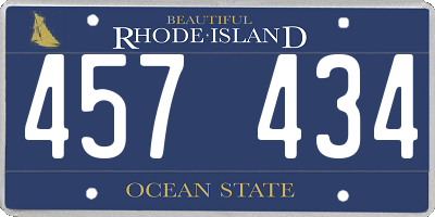 RI license plate 457434