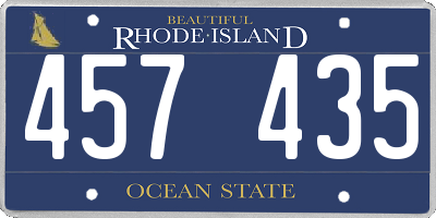 RI license plate 457435