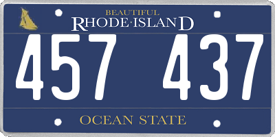 RI license plate 457437