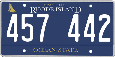 RI license plate 457442