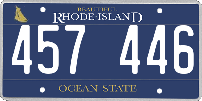 RI license plate 457446