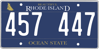 RI license plate 457447