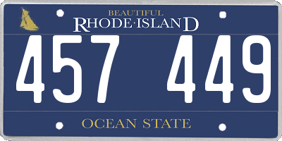 RI license plate 457449