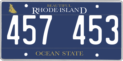 RI license plate 457453