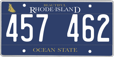 RI license plate 457462