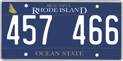 RI license plate 457466