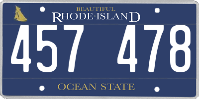 RI license plate 457478