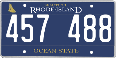 RI license plate 457488