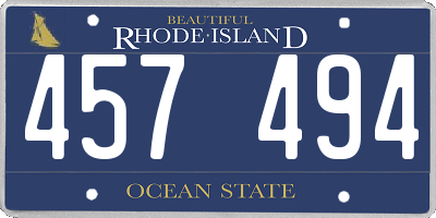RI license plate 457494