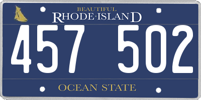 RI license plate 457502