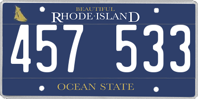 RI license plate 457533