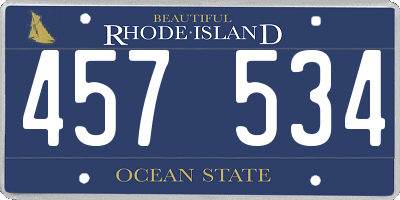 RI license plate 457534