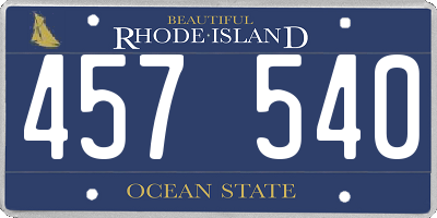 RI license plate 457540