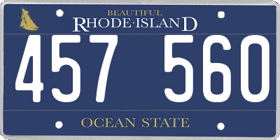 RI license plate 457560