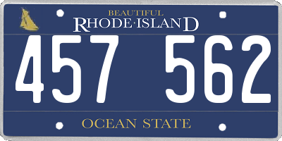 RI license plate 457562