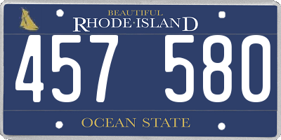 RI license plate 457580