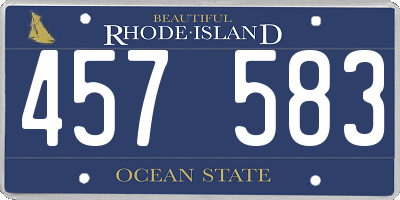 RI license plate 457583