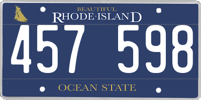RI license plate 457598