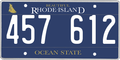 RI license plate 457612