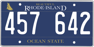 RI license plate 457642