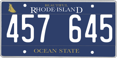 RI license plate 457645
