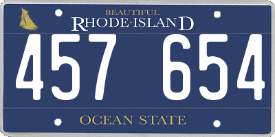RI license plate 457654