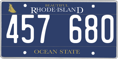 RI license plate 457680