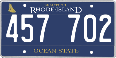 RI license plate 457702