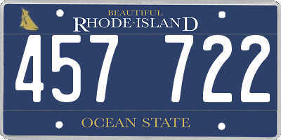 RI license plate 457722