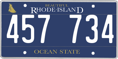 RI license plate 457734