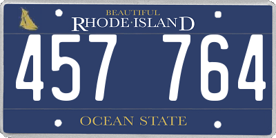 RI license plate 457764