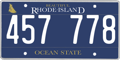 RI license plate 457778