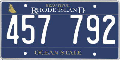 RI license plate 457792