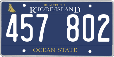 RI license plate 457802