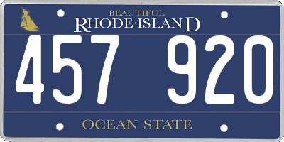 RI license plate 457920