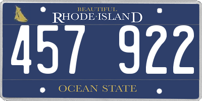 RI license plate 457922