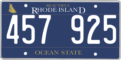 RI license plate 457925