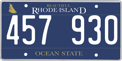 RI license plate 457930